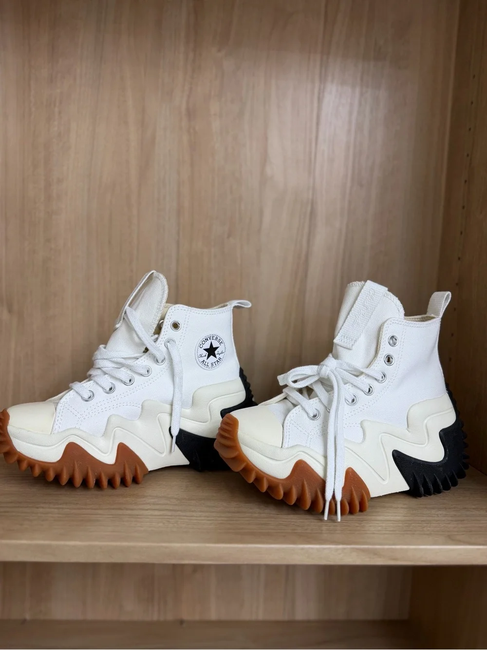 Converse High-Top Sneakers in White with Cream Tongue